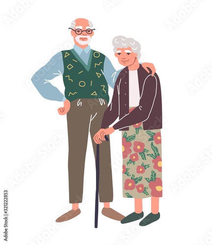 Elderly couple. Joyful nice elderly couple smiling