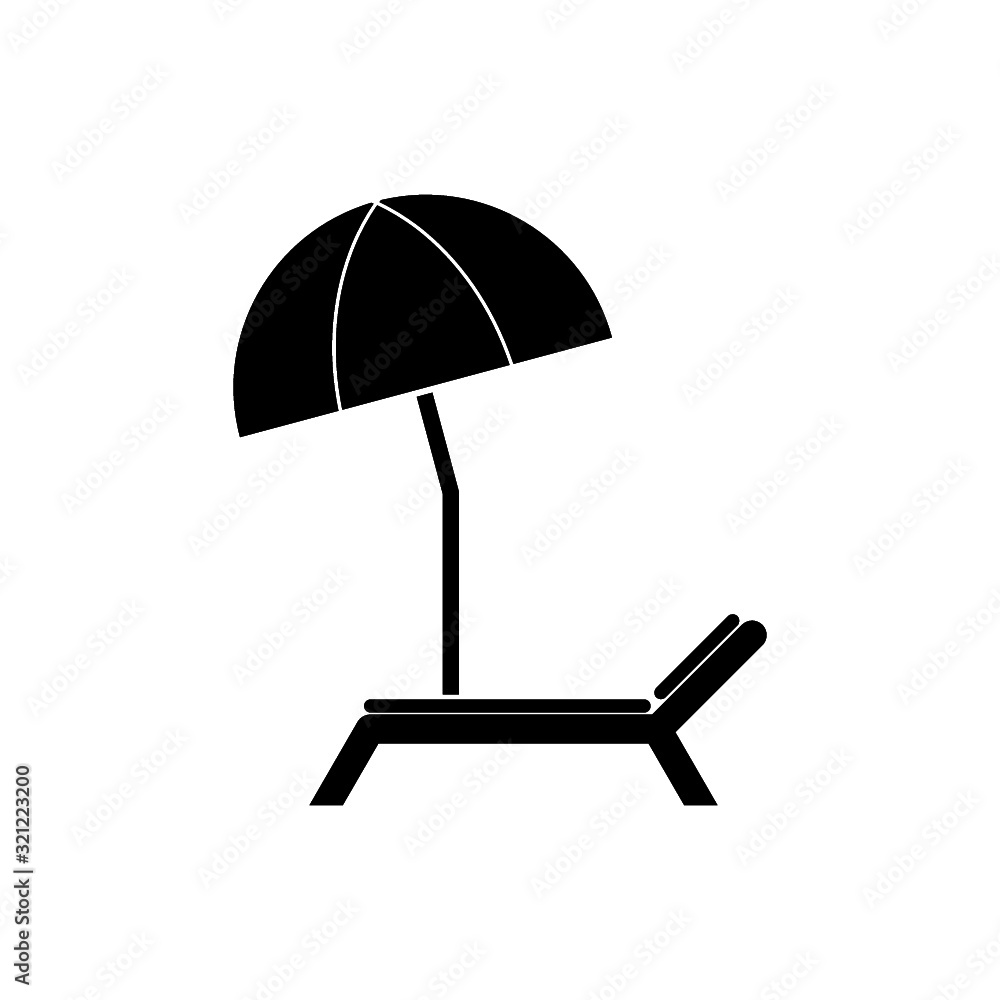 Beach chair with umbrella solid icon Beach chair with umbrella solid icon