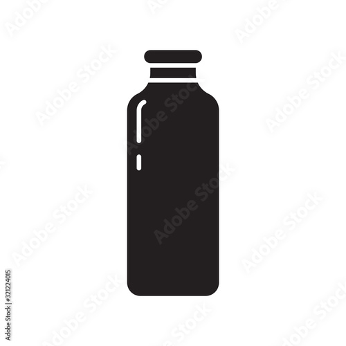 Cutout silhouette tall bottle of milk or juice icon. Outline template for logo. Black and white simple illustration. Flat hand drawn isolated vector image on white background