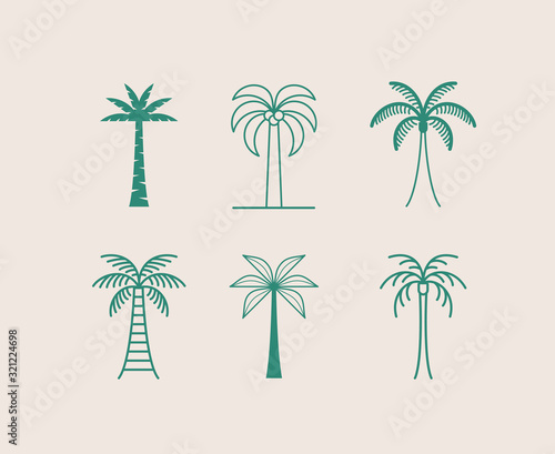 Vector logo design template with palm tree - abstract summer and vacation badge and emblem for holiday rentals, travel services, tropical spa and beauty studios