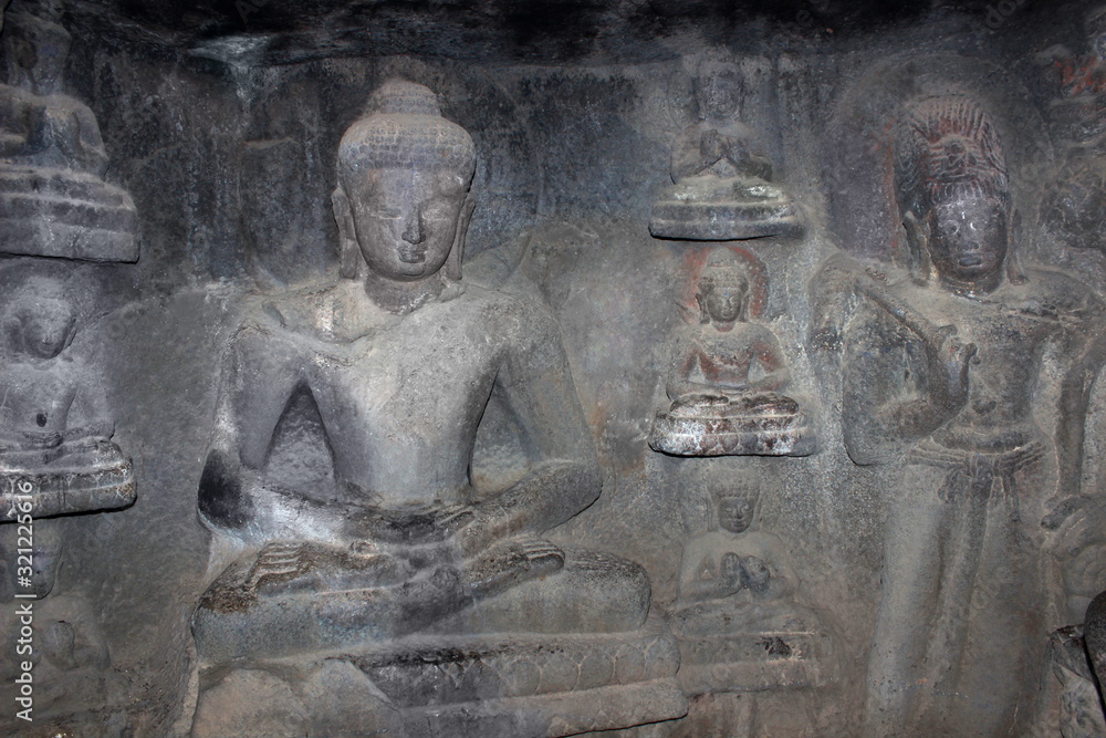 Obraz premium Cave Entrance, Pandavleni Buddhist caves. Nasik, Maharashtra, India