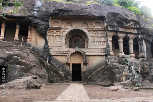 Cave 19 : Facade of Vihara of Pandavleni Cave. Nasik, Maharashtra, India. photo