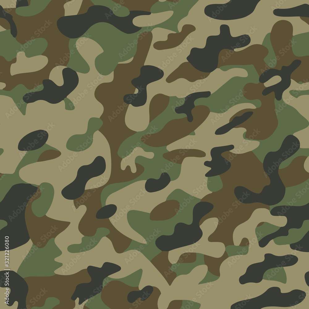 Fototapeta Texture military camouflage seamless pattern green. Vector army camo or hunting background print, fashionable stylish element for textile