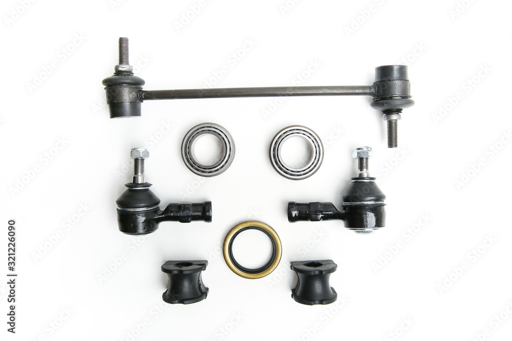 set of different autoparts on white background set of different autoparts on white background