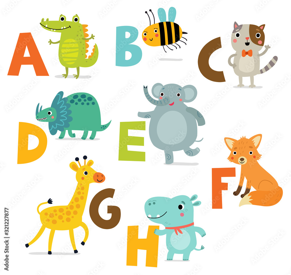 Children's alphabet with cute animals. Children's alphabet with cute animals.