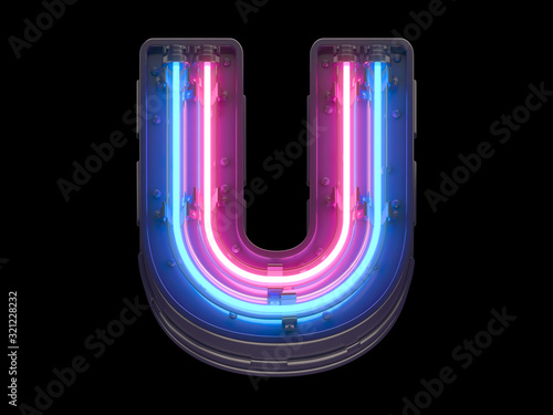Red and Blue neon light font.