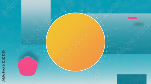 Round icon with copyspace for text product or logo over colorful geometric background. photo