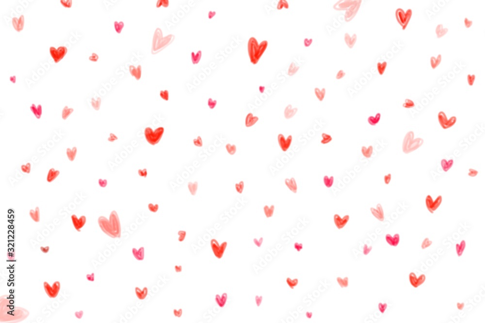 Heart-shaped pattern background image, wood color style, red pink tones on white background.