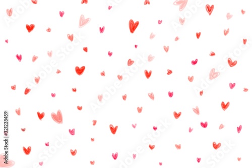 Heart-shaped pattern background image, wood color style, red pink tones on white background.