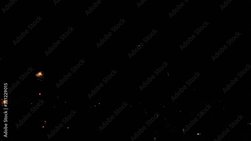4K drone aerial view of fireworks in the sky at night 4K drone aerial view of fireworks in the sky at night