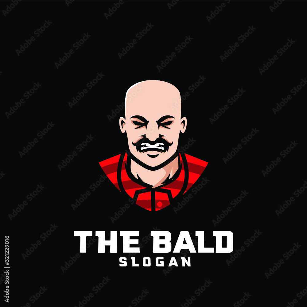 bald man character logo icon design cartoon