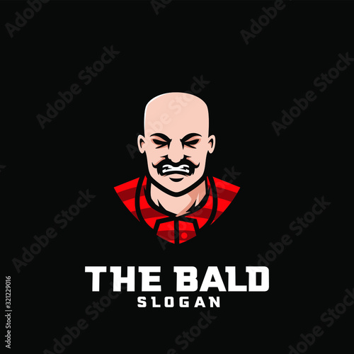 bald man character logo icon design cartoon