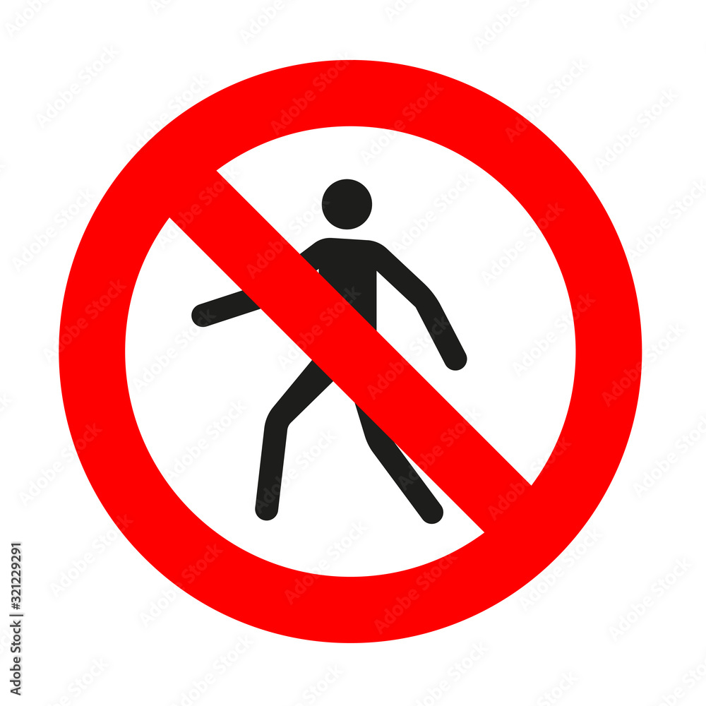 No crossing Prohibited signs walking man, silhouette of man No crossing Prohibited signs walking man, silhouette of man