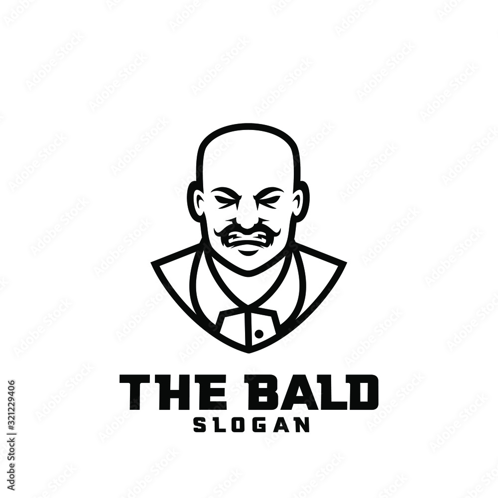 bald man character logo icon design cartoon