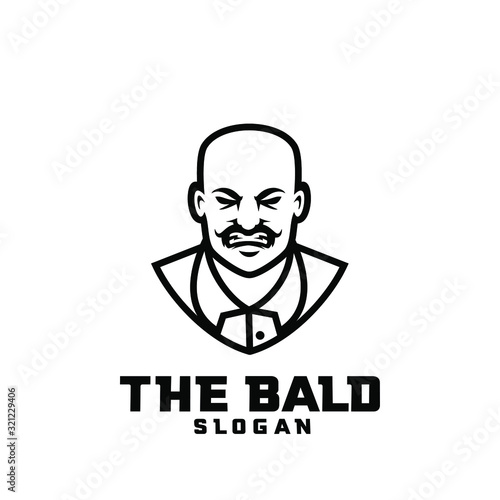 bald man character logo icon design cartoon