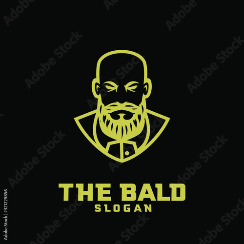 gold black bald man character logo icon design cartoon