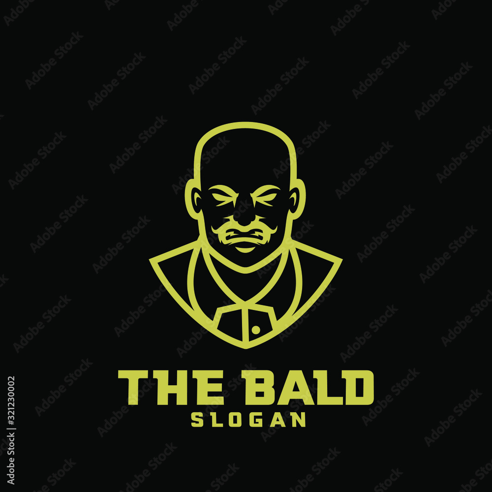 gold black bald man character logo icon design cartoon