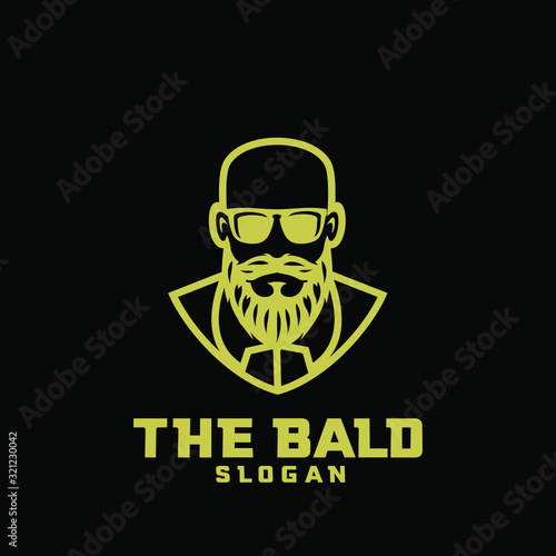 gold black bald man character logo icon design cartoon