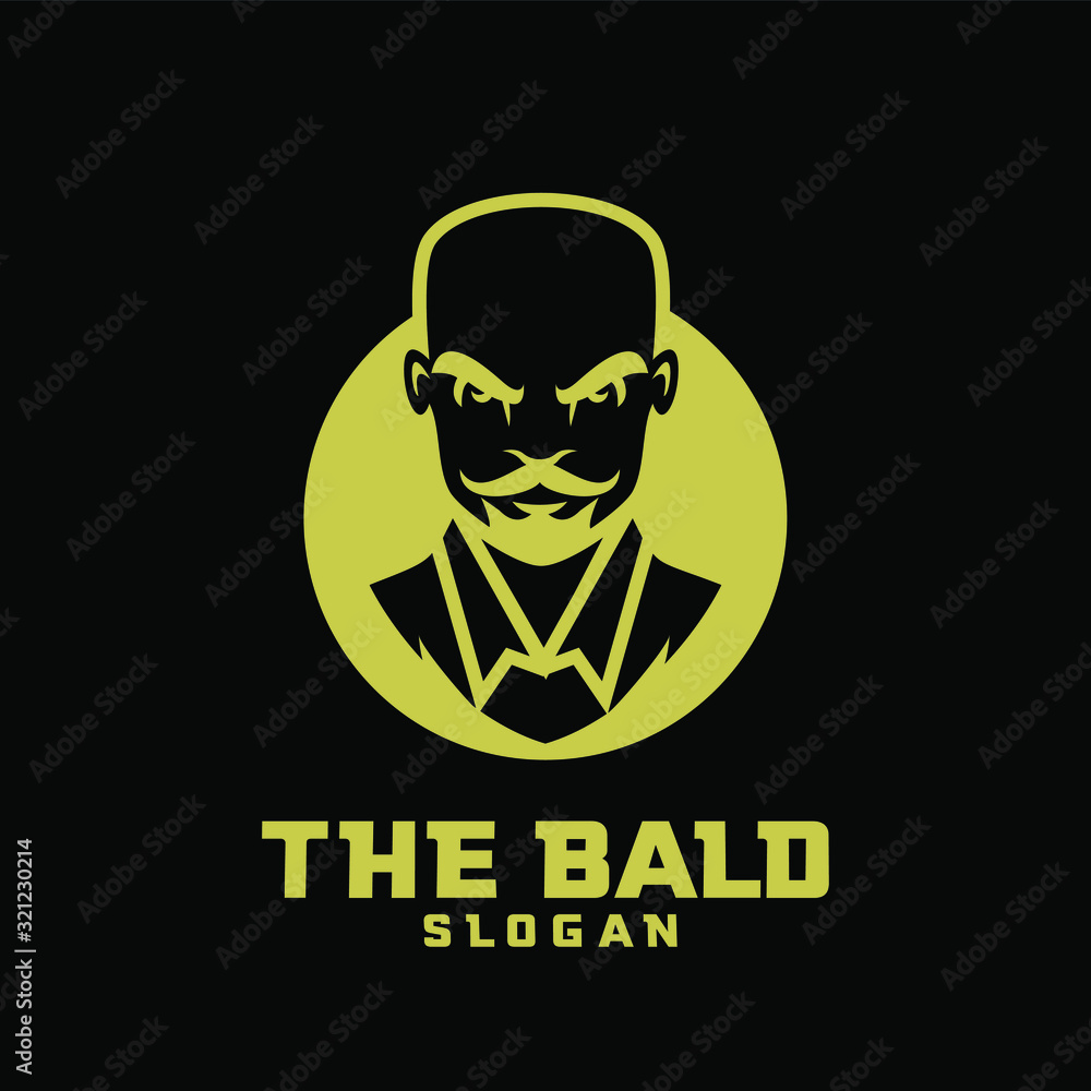 gold black bald man character logo icon design cartoon