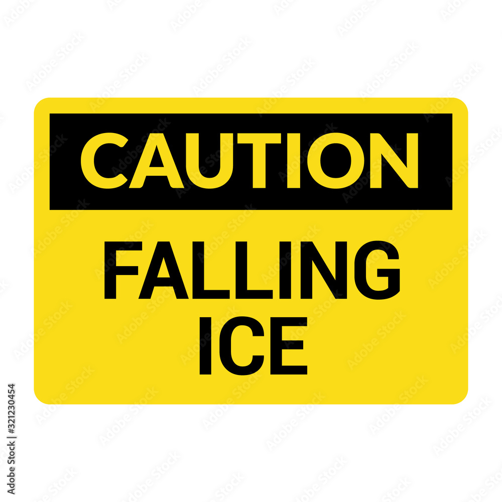 Caution falling ice snow danger icon. Warning fallin ice safety symbol Caution falling ice snow danger icon. Warning fallin ice safety symbol