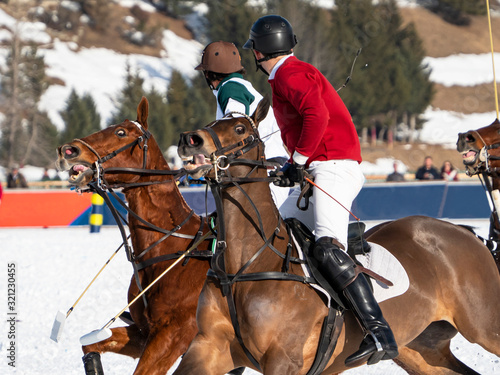 In game action of snow polo