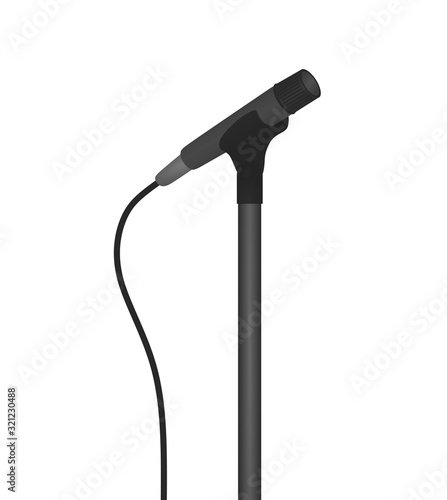 Grey microphone stand. vector illustration