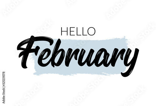 Hello february vector background happy design typography word