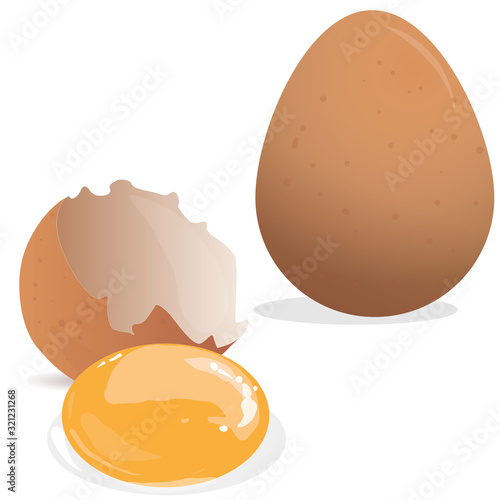 Eggs vector illustration set isolated on white background.