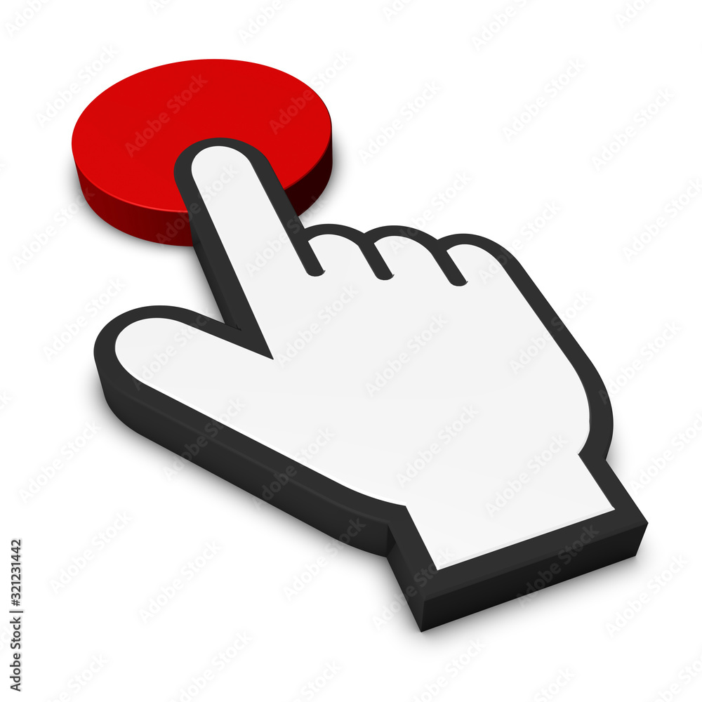 Click Pointer You Are Here - 3D Illustration - Isolated On White Background Click Pointer You Are Here - 3D Illustration - Isolated On White Background