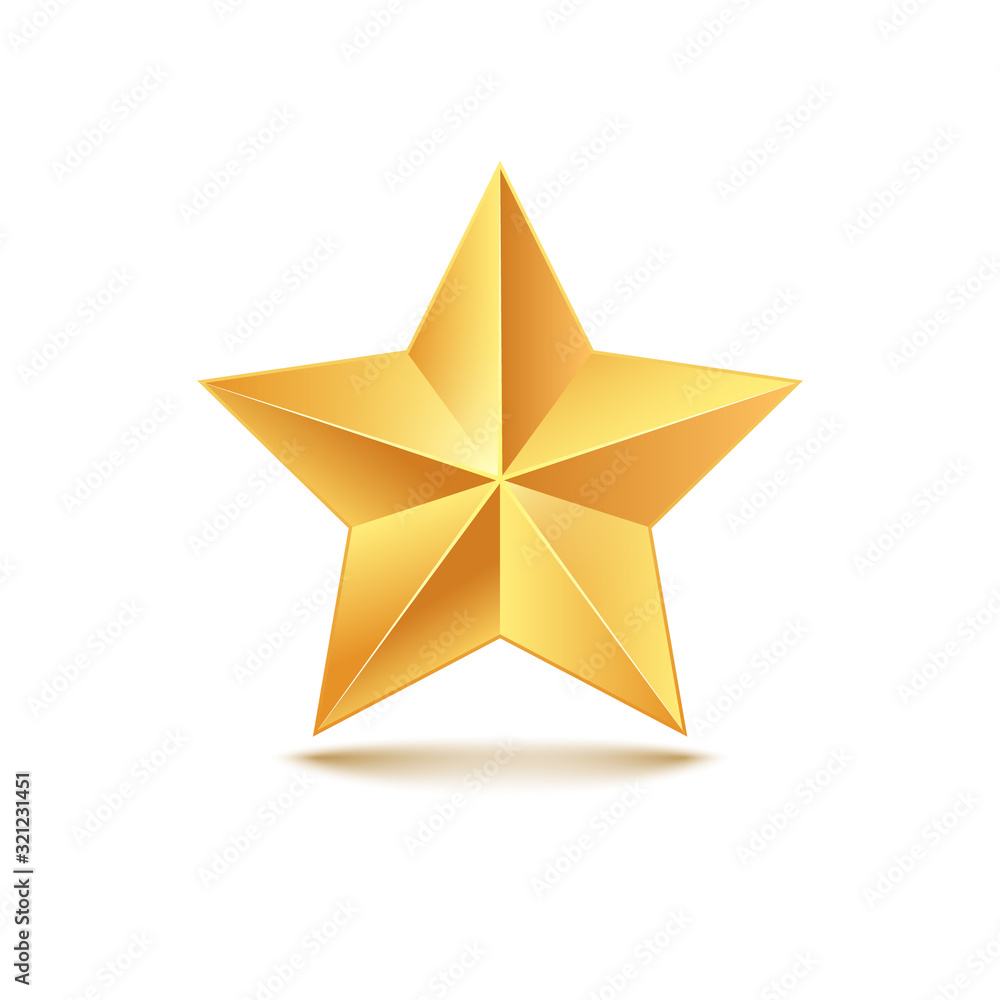 Golden star vector 3d illustration. Gold medal star isolated decoration icon Golden star vector 3d illustration. Gold medal star isolated decoration icon