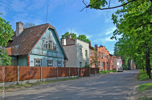 Fototapeta Naklejka Na Ścianę i Meble -  RIGA, LATVIA - APRIL 25, 2019: View to Kuldigas street (Kuldigas iela) in Agenskalns