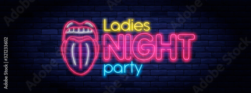 Ladies night party neon banner