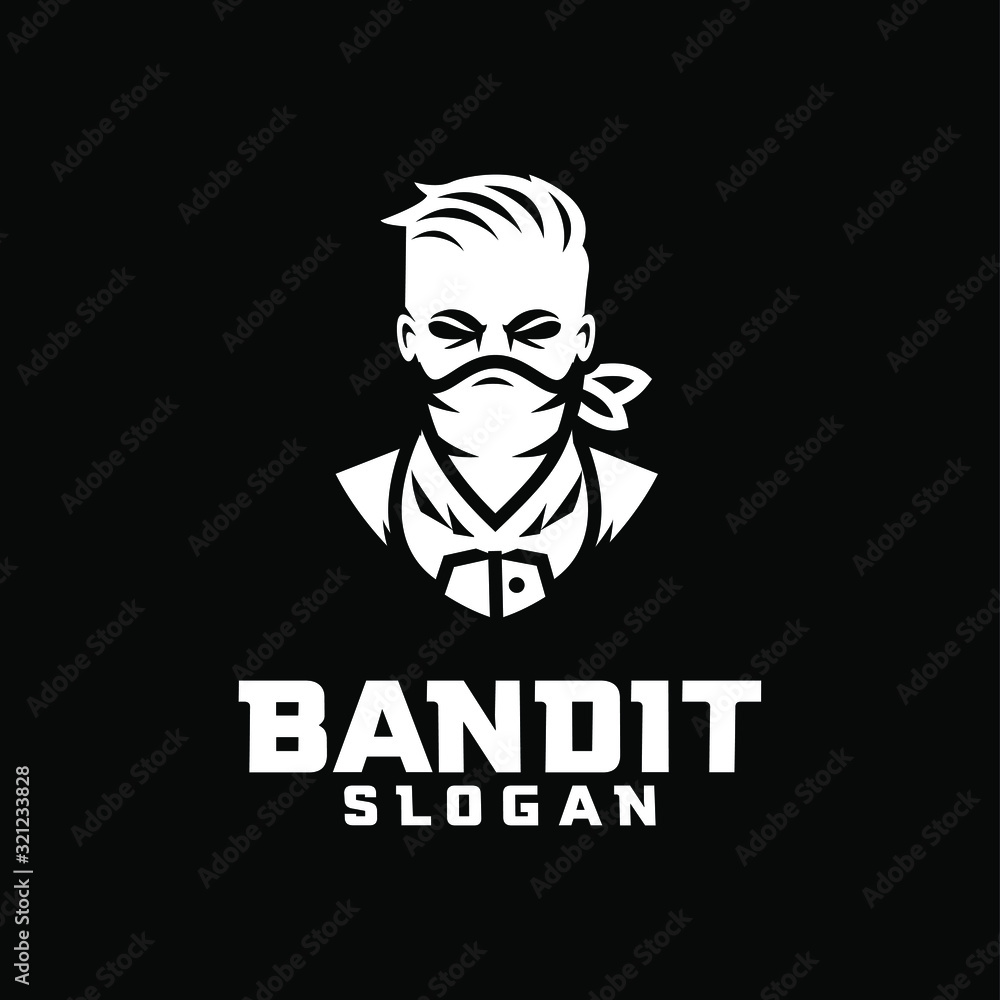 black bandit character logo icon design cartoon