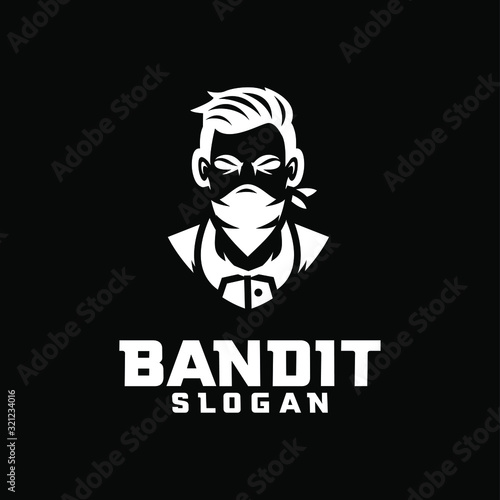 black bandit character logo icon design cartoon