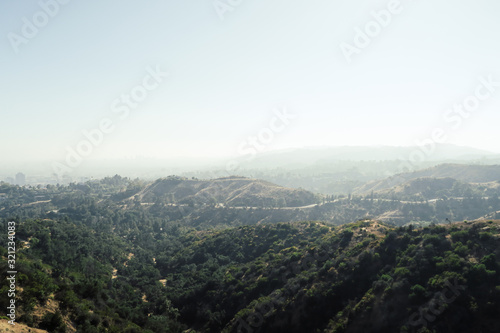 Panoramic view of the Hollywood hills from the beautiful Griffith Observatory in Los Angeles