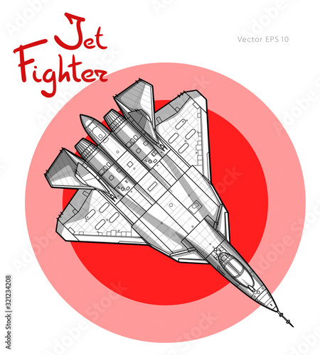 The Newest Russian jet fighter aircraft. Vector draw