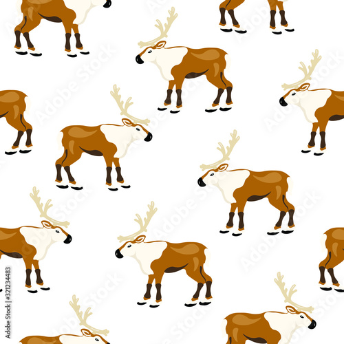 Rein deers animal  fashion vector seamless pattern on white background. Concept for print  wallpaper  wrapping paper   cards 