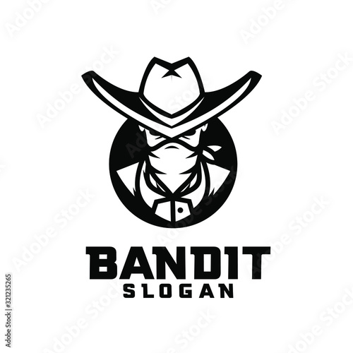 black bandit character logo icon design cartoon