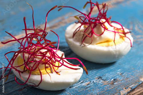 white chocolate easter eggs in a basket