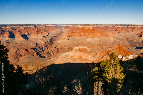 Grand Canyon in sunset sky