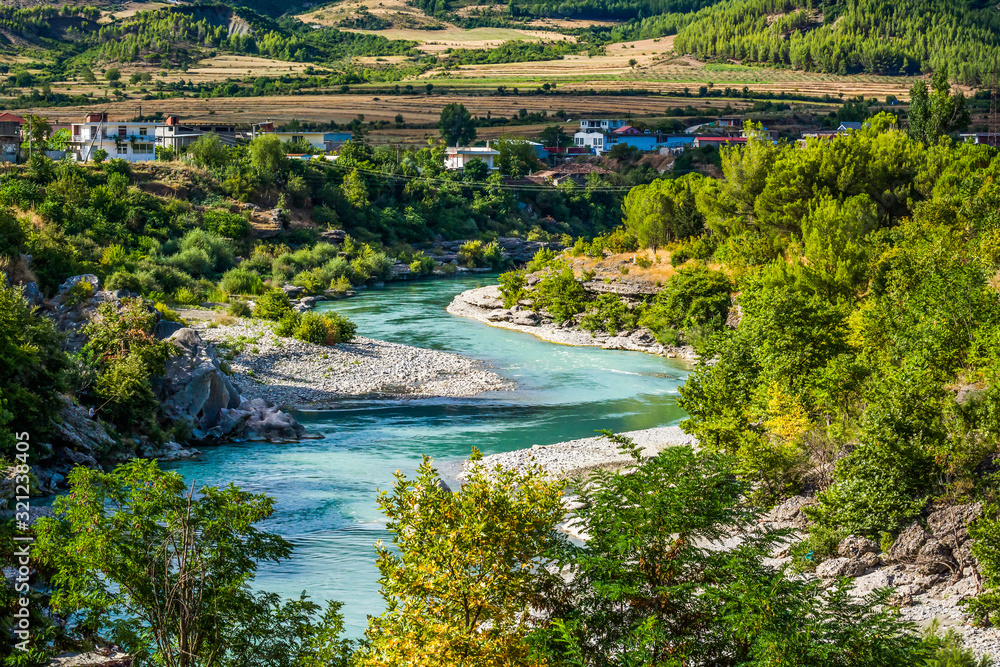 River Aoos near Permet in summer, Albania