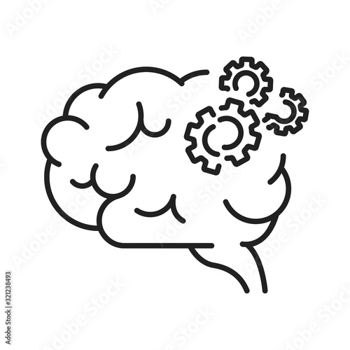 Brain disease dementia line black icon. Human organ concept. Decline in memory. Decrease in mental human abilities. Sign for web page, mobile app, button, logo. Editable stroke.
