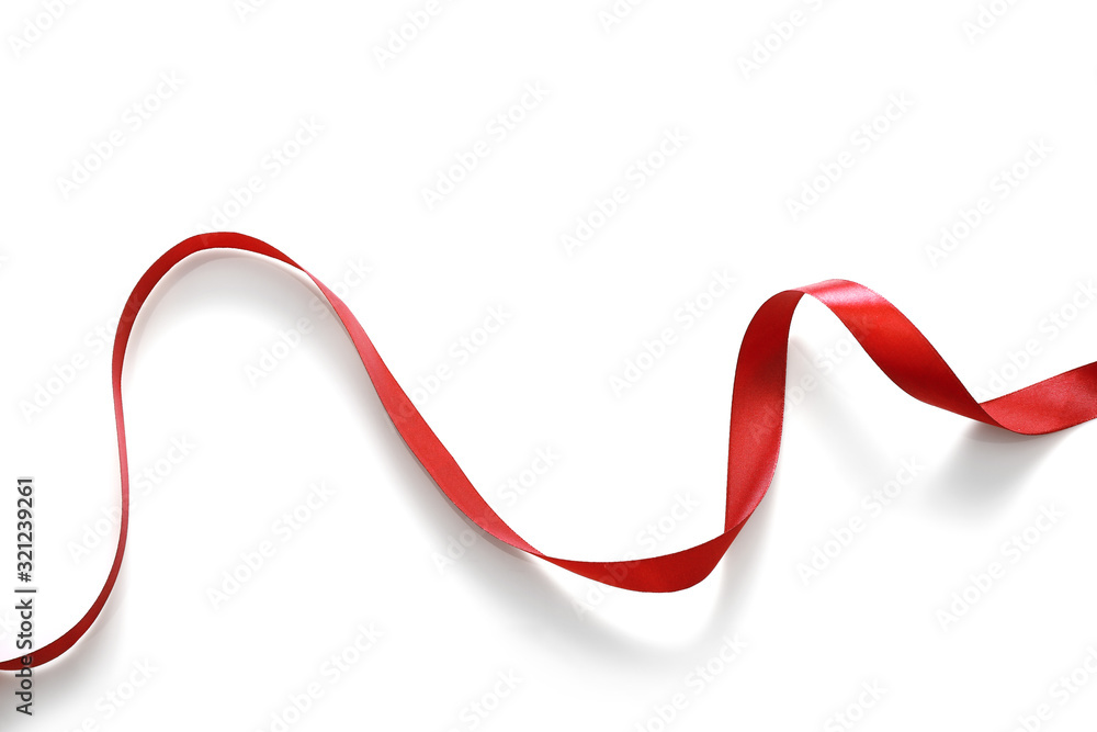 Shiny red satin ribbon isolated on white background Shiny red satin ribbon isolated on white background