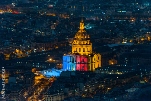 FEBRUARY 1, 2019 - PARIS, FRANCE: Panoramic aerial view to Hotel Des Invalides at night © Ikars Kublins