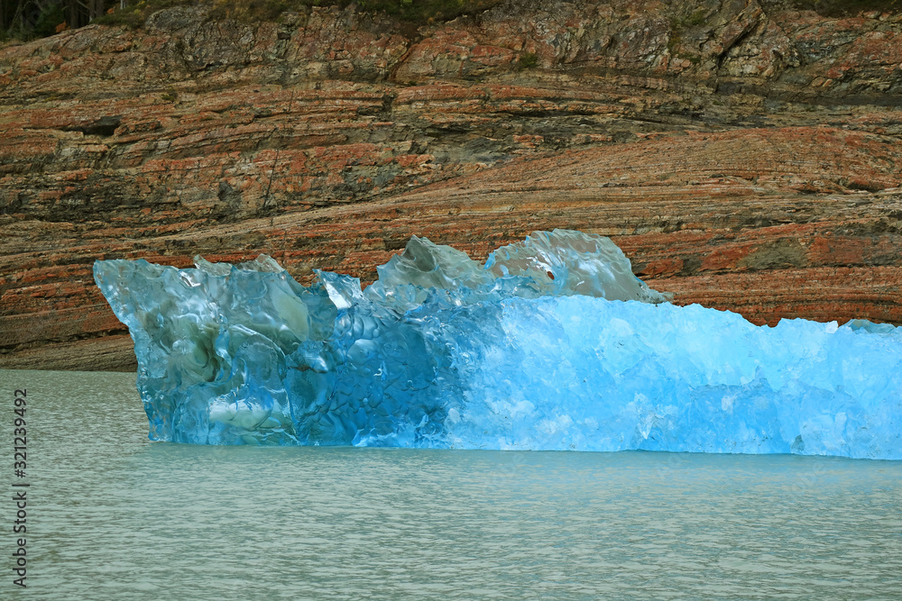 Iceberg of Perito Moreno Glacier Floating on the Lake Argentino, Los Glaciares National Park, El Calafate, Patagonia, Argentina