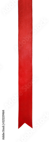 Shiny red satin ribbon isolated on white background