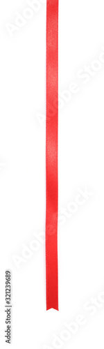 Shiny red satin ribbon isolated on white background