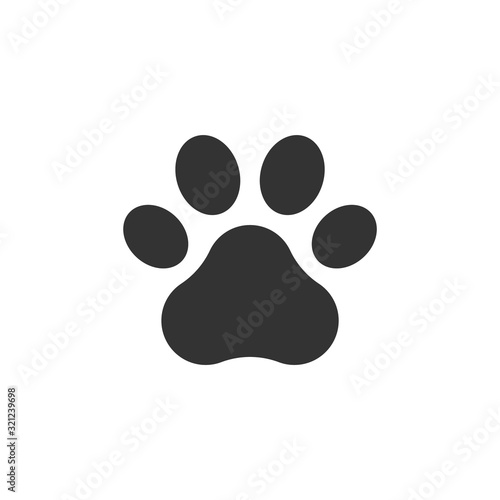 Pet paw print vector icon. Dog or cat foot black paw animal isolated illustration