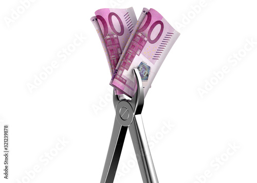 Dentist Pliers And Euro Banknotes photo