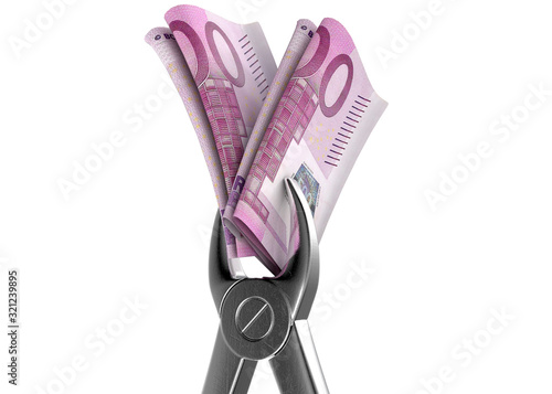 Dentist Pliers And Euro Banknotes photo